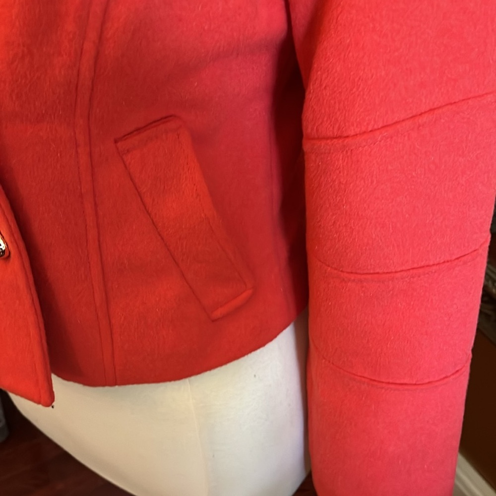 The Limited Orange Crop Wool Blend Double breast Pea Coat w/Gold Buttons Size S - Picture 9 of 13